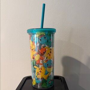 Preloved Pokemon Colorful Character Tumbler with Straw